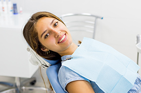 Woman in dental chair