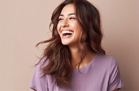 Laughing woman with attractive teeth