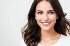 portrait of beautiful young woman with perfect teeth
