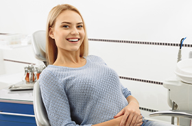 Woman in dental chair