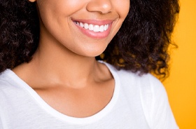 Close-up of woman’s beautiful smile with veneers in Auburn